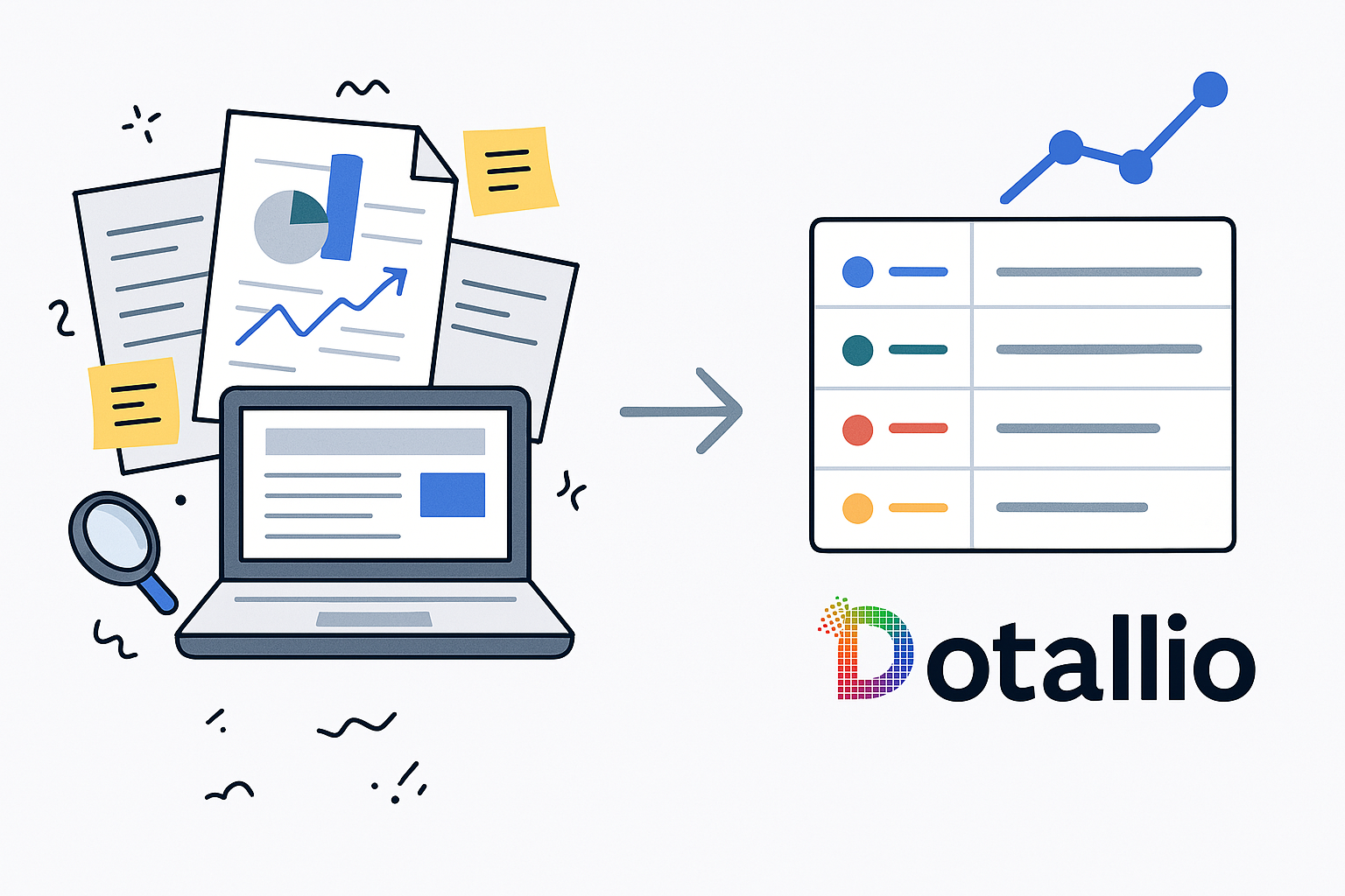 A comparison showing chaotic solo research versus the structured RISE framework powered by Dotallio.
