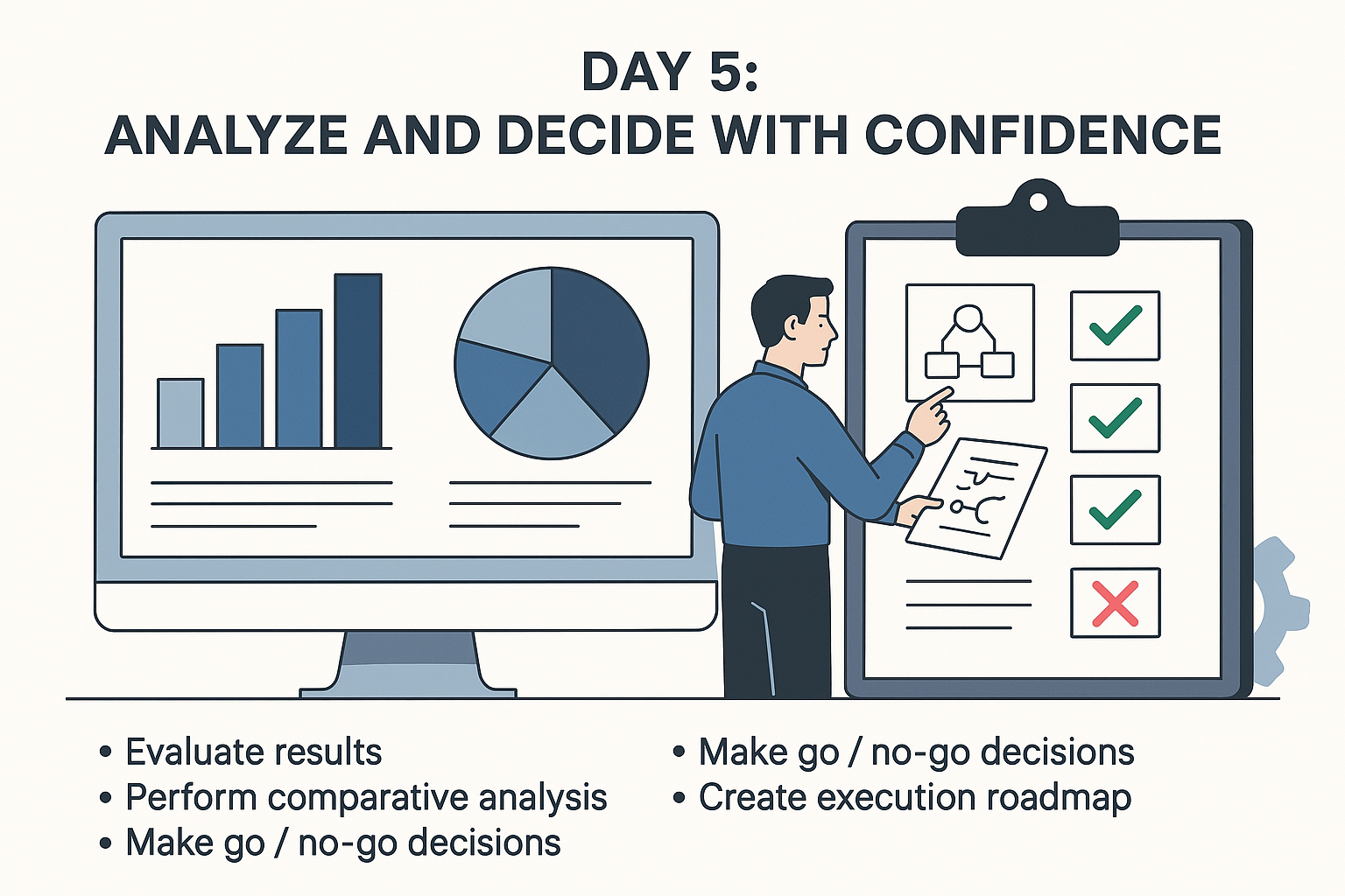 Decision matrix showing comparative validation results with go/no-go thresholds